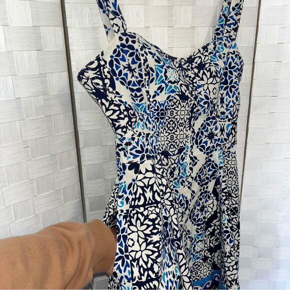 Avec Les Filles Floral Blue Dress Sweetheart Neckline Mini Sundress Womens 2 - Picture 5 of 14